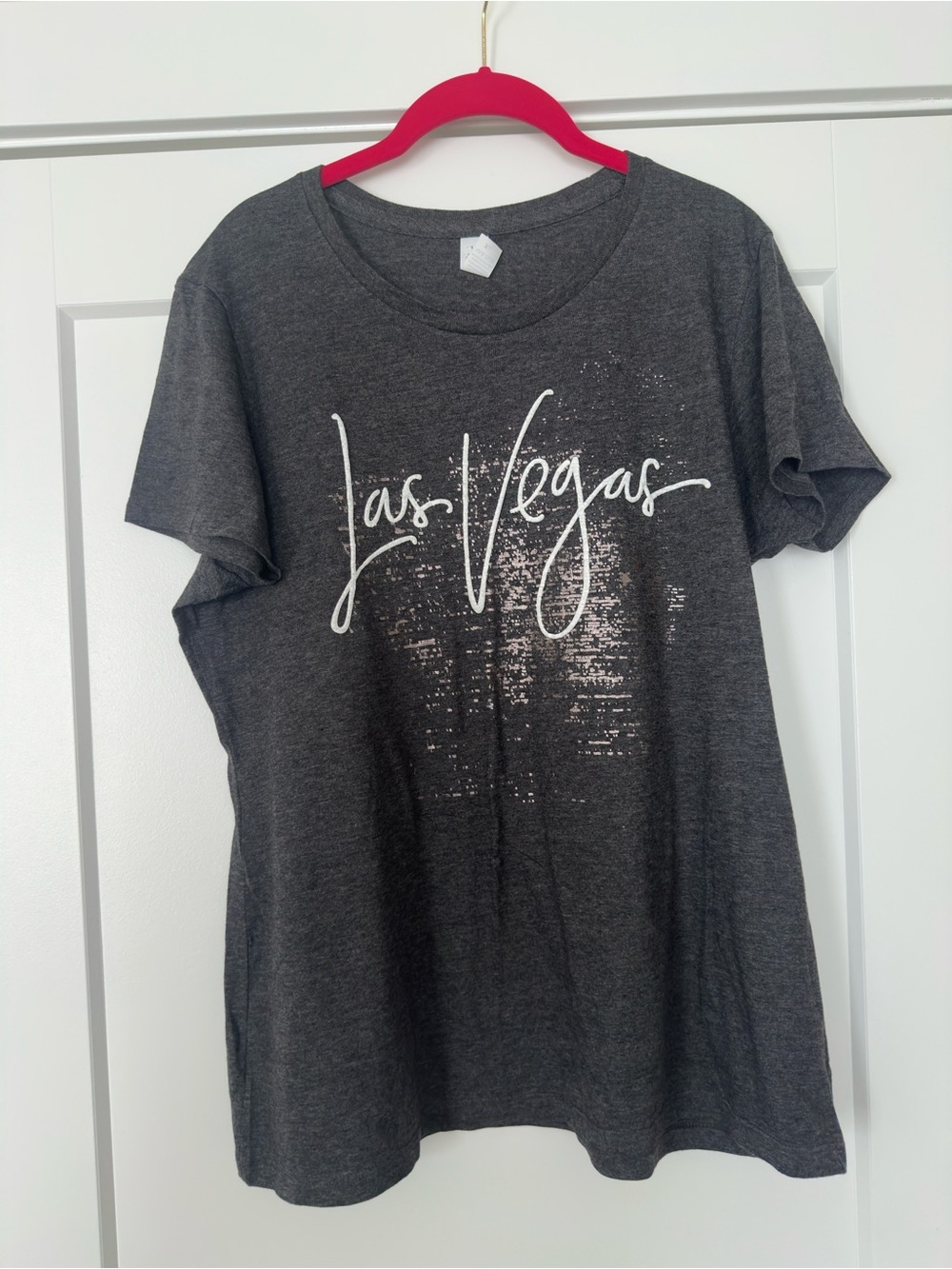 Las Vegas Graphic Tee in Charcoal with White Script